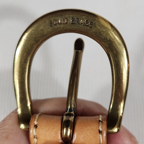 Tan Leather Belt with Brass Buckle - Picture 5 of 8